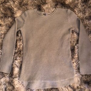 “Divided” Gray Wide Neck Knit Sweater